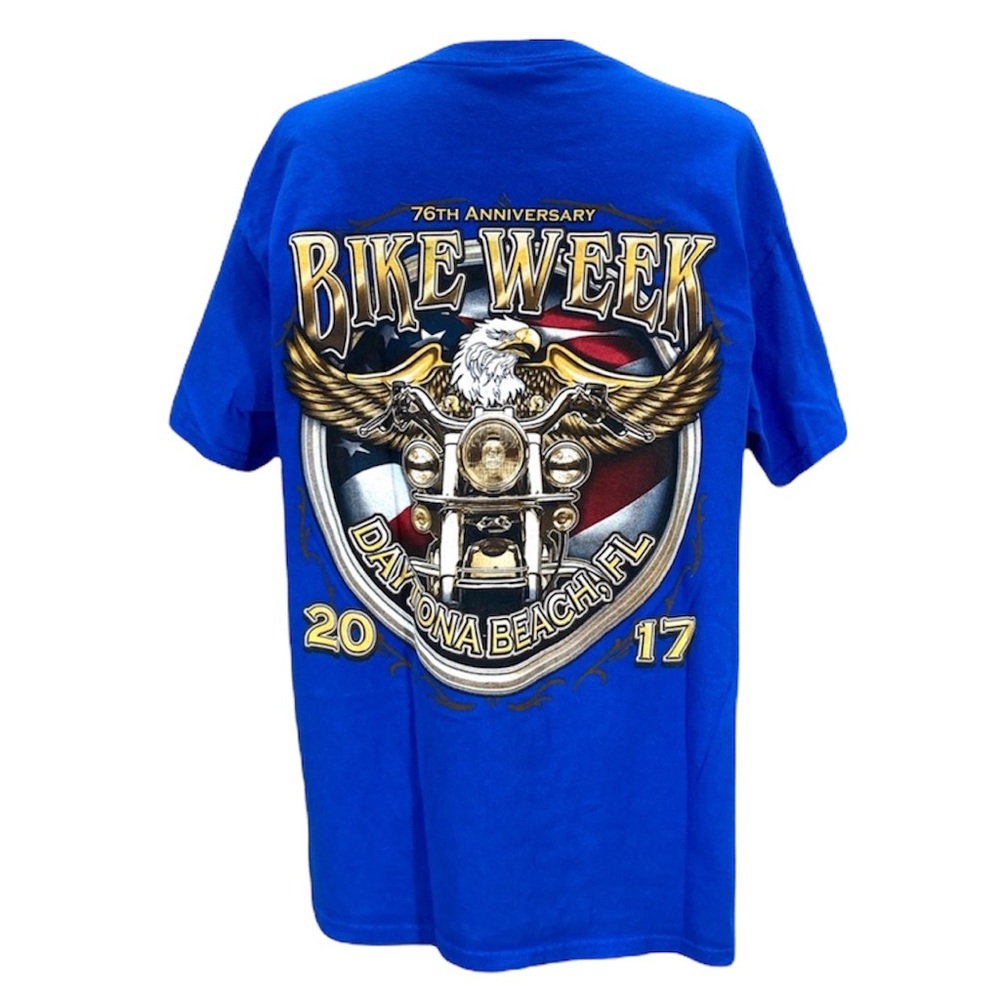 Daytona Bike Week Gildan Men’s/Unisex Blue Short Sleeve Tee Shirt Size Large
